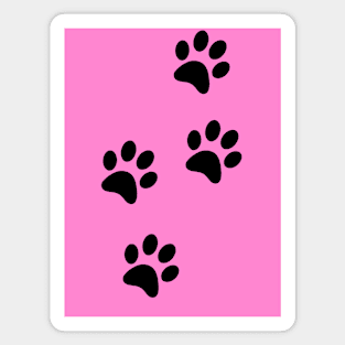 Black Paw-prints on a Pink surface Magnet